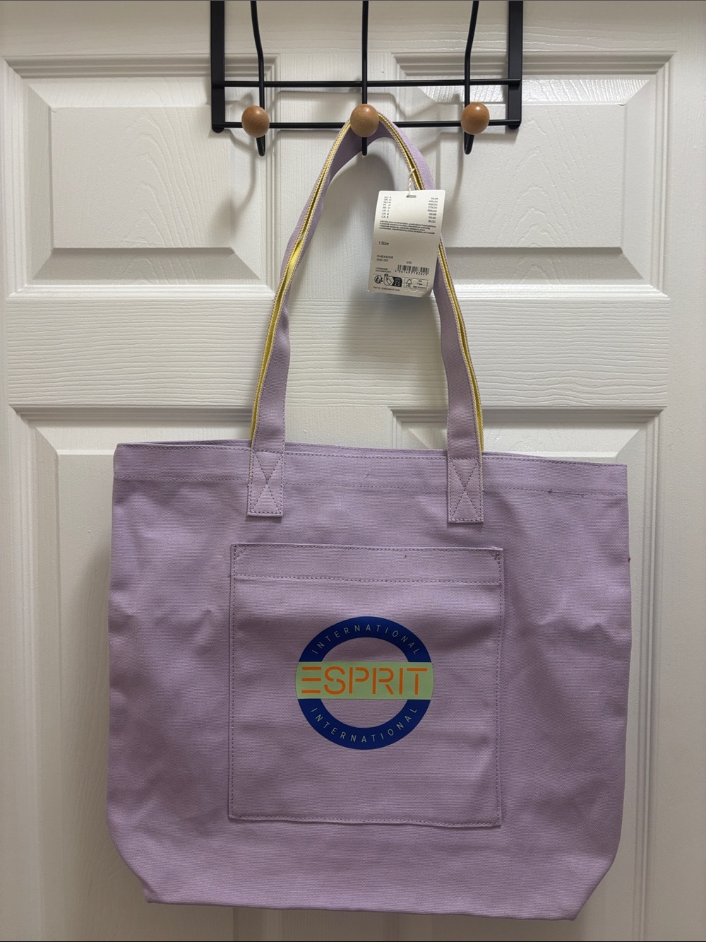 Esprit Lavender Canvas Tote with Contrast Trim